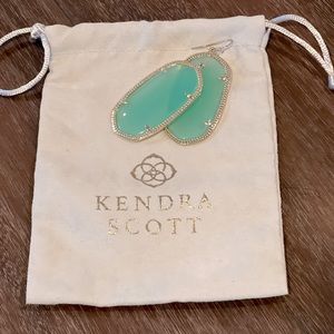 Large Kendra Scott sea foam green, blue drop earrings.